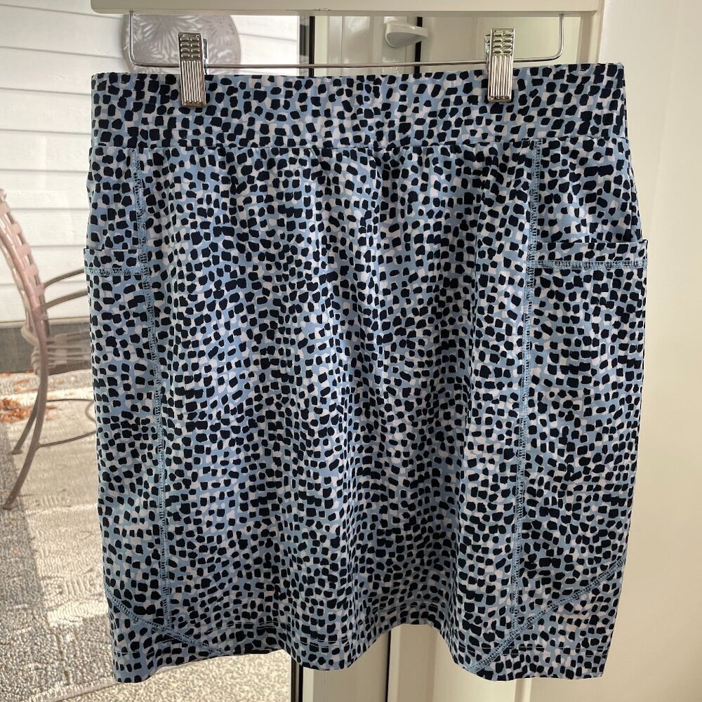 Chico's Activewear Animal Print Easycare Pickleball Golf Poly Skort Blue Wht S/M